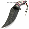 8.5" Native American Indian Damascus Feather Pocket Knife Black