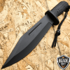 12" BLACK HUNTING SURVIVAL FIXED BLADE MACHETE TACTICAL Rambo Knife