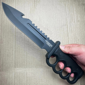 12.5" Survival Combat Trench Military Fixed Blade w/ Firestarter + Sharpener