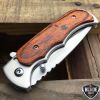 WOOD Handle Tactical Spring Assisted Open FOLDING BLADE Pocket Knife