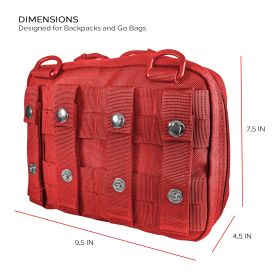 First Aid MOLLE Bag for First Aid Kits (IFAK) (Bag Only); Go Bag; Bug Out Bag; 72 Hour EDC. (Color: Red)