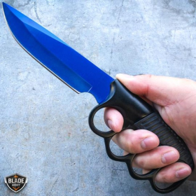 9.5" Military Tactical Trench Knife Combat Fixed Blade (Color: Blue)