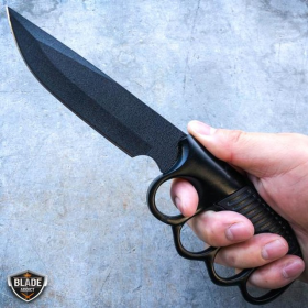 9.5" Military Tactical Trench Knife Combat Fixed Blade (Color: Black)